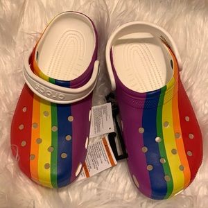 Brand new rainbow crocs size 10 women’s, 8 men’s